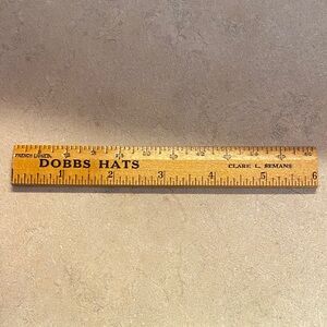 Vintage DOBBS HATS French Lined Clare L. Semans Wooden Ruler + Hat Measure